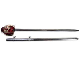 Scottish Broad Silver Sword With Scabbard