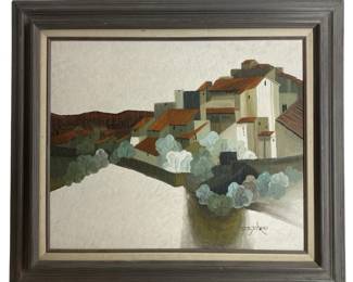 Signed J. Mario Pueblo Oil on Canvas