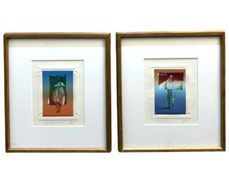 2pc. Signed Veloy Vigil Lithographs