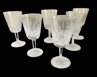 (6) Waterford Lismore Claret Crystal Wine Glasses