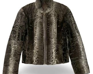 Charcoal and Silver Lamb Fur Jacket