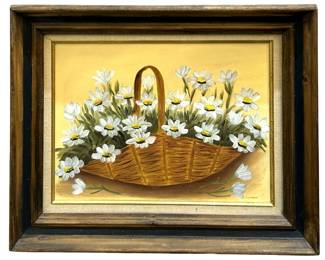 Signed F.J. Manus Daisy Flower Acrylic on Canvas