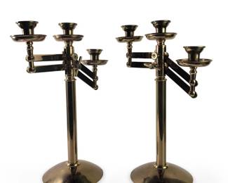 Pair Adjustable Church Alter Brass Candelabras