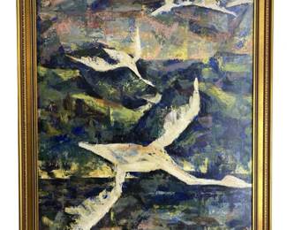Signed J. Watson Acrylic On Board Abstract birds