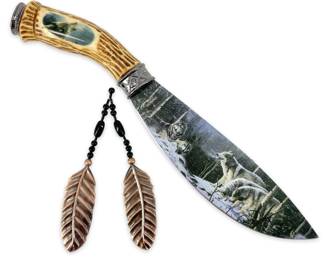 Wildlife Collection Series Wolf Pack Bowie Knife