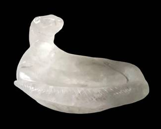 Natural Carved Quartz Crystal Serpent Ashtray