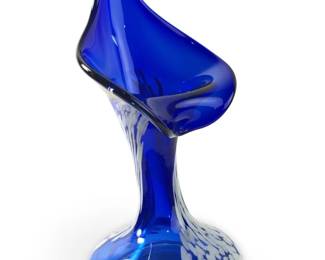 Cobalt Blue Jack-in-Pulpit Hand Blown Vase