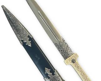 Ornate Fleur-de-Lis Dagger with Sheath