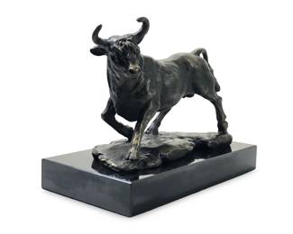 Signed J. Mavchi Bronze Bull Desktop Sculpture