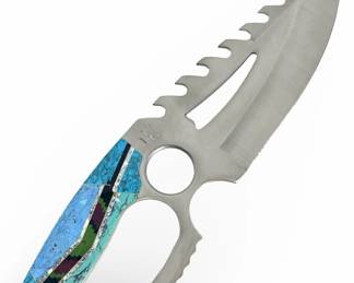 Frost Finger Grip Knife & Turquoise Handle