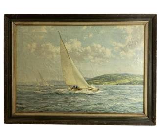 “Racing Winds" by Montague Dawson Oil on canvas