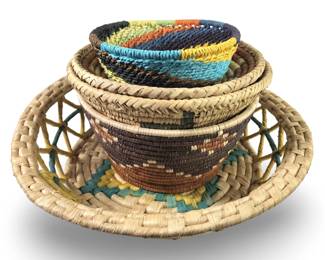 (5) Assorted South American Handwoven Baskets