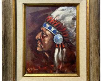 Signed Jack Jordan Portrait Acrylic on Canvas