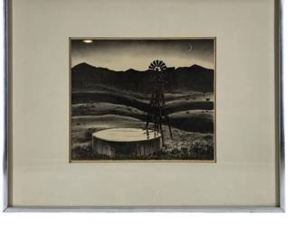 Peter Hurd lithograph “Windmill Well At Night"