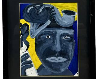 Signed Wayne Hosaka Abstract Acrylic Portrait