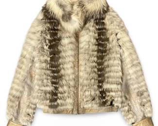 Krio Sable Fox Fur Knitted and Snake Skin Coat