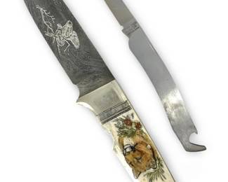 Frost Cutlery Scrimshaw Puma Double Knife