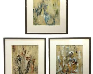 3pc. Shawn Mackey Abstract Watercolor on Paper