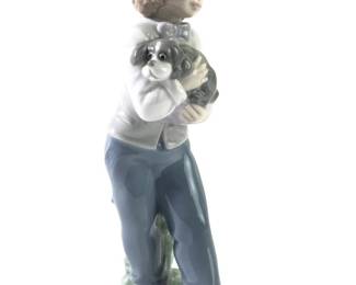 Lladro Porcelain Boy With Puppy Figure