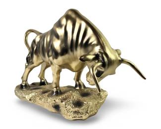 Gold Resin Charging Bull Sculpture