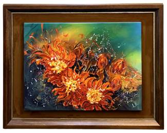 Signed Vibrant Abstract Floral Giclee