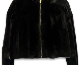 Reversible Sheared Mink Short Black Hooded Jacket