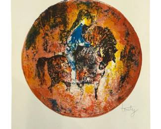 Signed Touty “Child on Horseback" Lithograph