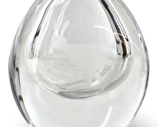 Signed Lindstrand Kosta Boda Crystal Vase