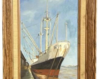 Signed Lapin “Ladon" Sailboat Oil on Canvas