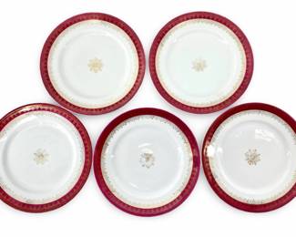 5pc Bassett Austria Limoges Porcelain Plates