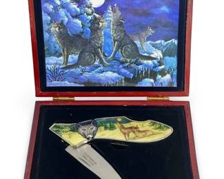Collectible Wolf Design Pocket Knife