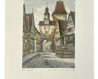 Signed Ernst Geissendorfer Rothenburg Etching