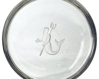 Signed Val St. Lambert Aquarius Crystal Dish