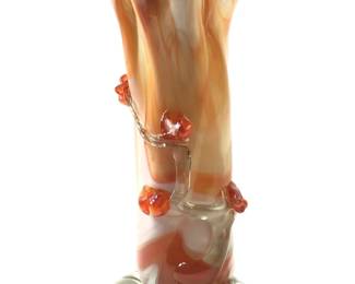 Opalescent Cadmium Murano Glass Flower Vase