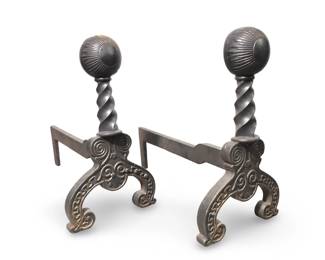 Pair Bradley & Hubbard Cast Iron Andirons