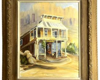 Vintage Signed Mesa Landscape Acrylic on Canvas