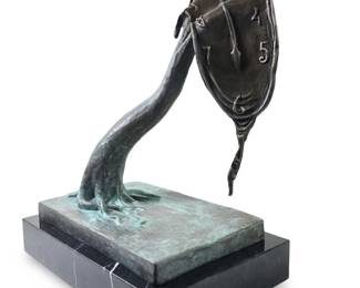 Signed Salvador Dali Melting Clock Bronze