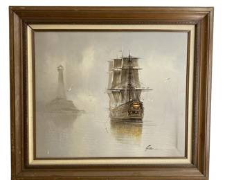 Garcia Signed Oil On Canvas of Spanish Galleon