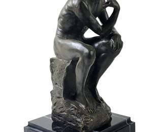 Signed Rodin The Thinking Man Bronze Sculpture
