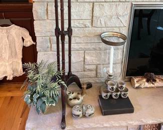 Matching plant stands and 1 of 2  Shannon Crystal lanterns 