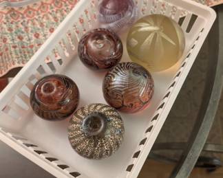 Signed glass paperweights