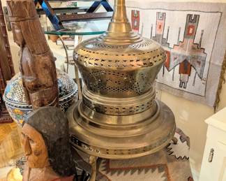 Vintage Moroccan brass brazier