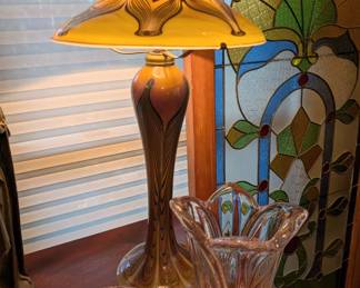 Swallowtails Studio art glass lamp