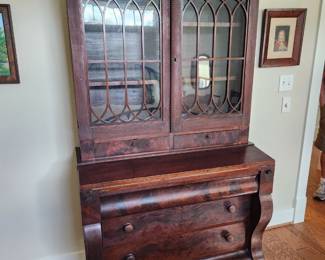 19th Century Regency Empire Secretary desk hutch bookcase