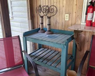 Outdoor table. Outdoor decor.