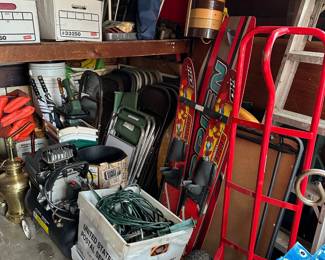Folding Chairs, Hand Truck, Ho Hotshot Trainer Combo Water Skis, O'Brien Wakeboard