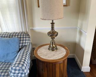 Mid Century Barrel Side Table, Lamp