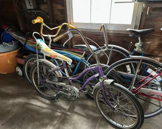 Vintage Boys & Girls Bicycles, Banana Bike w/ Flower Power Seat