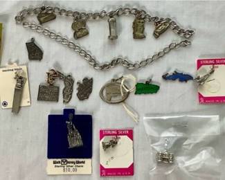 Vintage Charm Bracelet with 19 Sterling Silver Charms