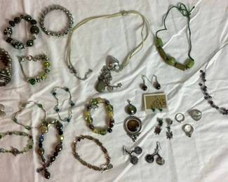 Earthy Silver Tone Costume Jewelry Bundle